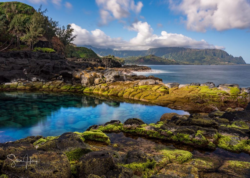 Wall art of a very colorful scene at Queens Bath on the North coast of Kauai. Available as a metal print at my store