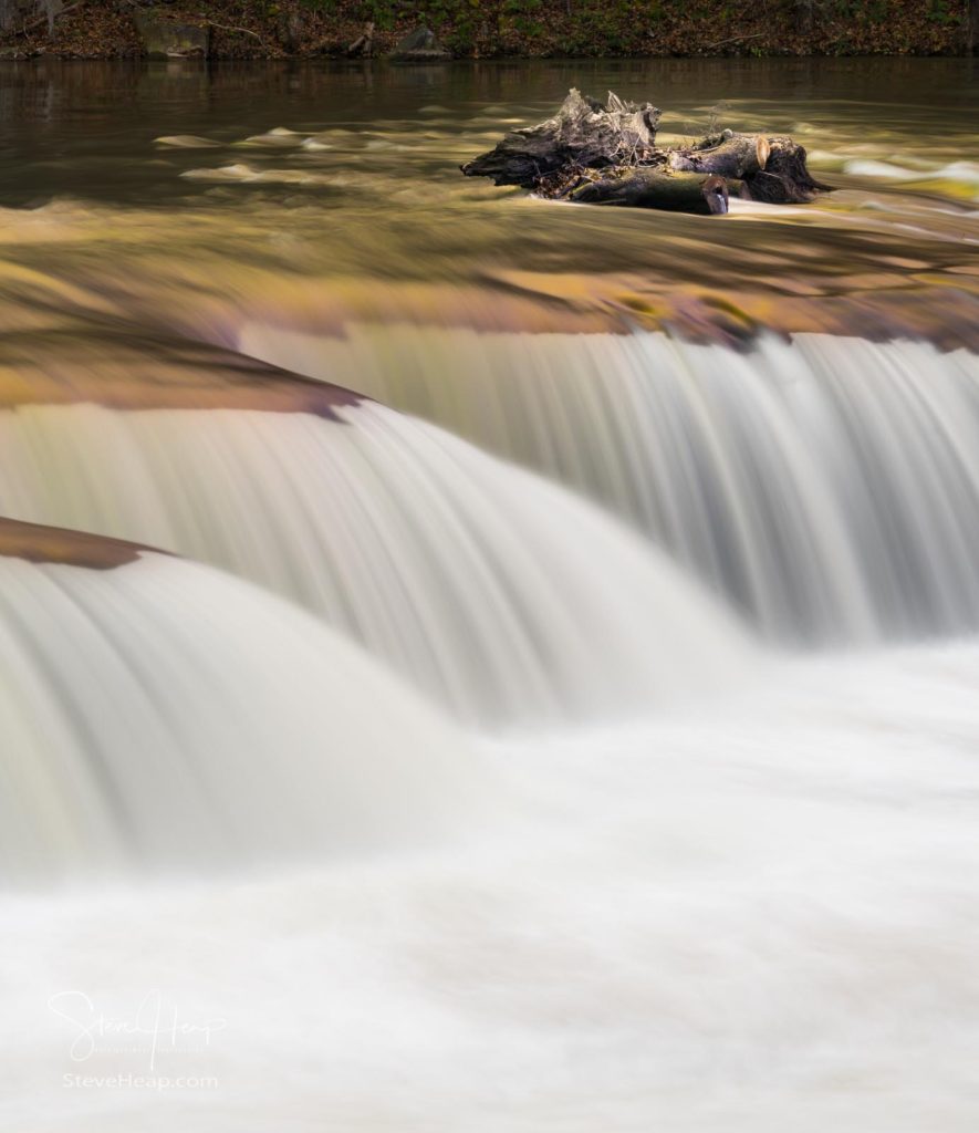 Fallen tree trunk in the flow at valley falls state park WV