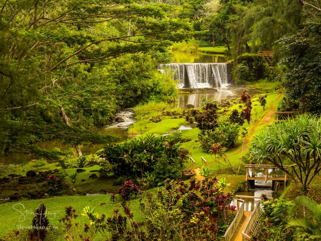 Five-mile Wai Koa Loop trail leads to historic stone dam used to irrigate plantation on Kauai, Hawaii. Full product details can be found in my store