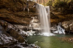 Cucumber Falls in the winter