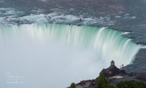 Blurred motion of Canadian or Horseshoe waterfall from Canadian side of Niagara Falls