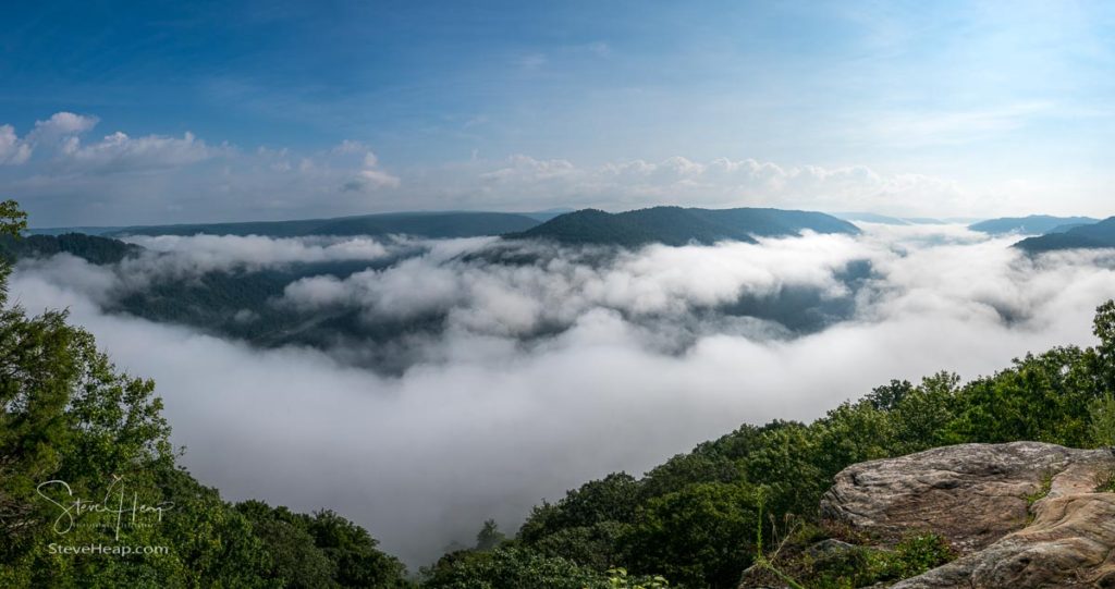 Panorama of New River at Grand View in New River Gorge National Park in West Virginia. Prints available in my store