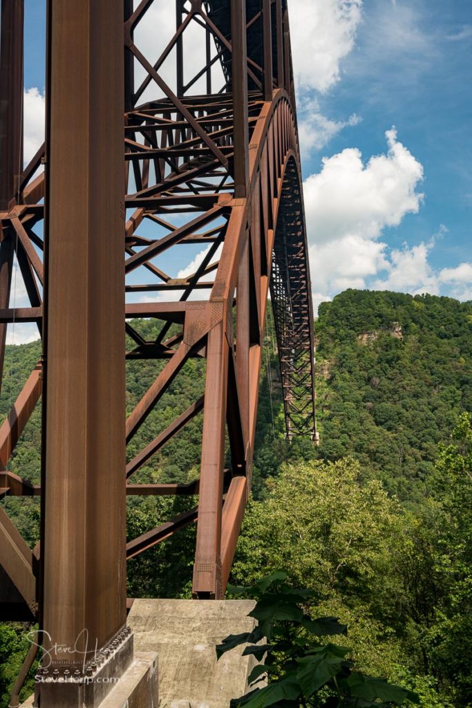 Detail of the structure of the girders of the high arched New River Gorge bridge in West Virginia. Prints in my store
