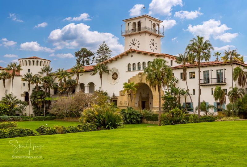 Exterior of famous Santa Barbara court house in California