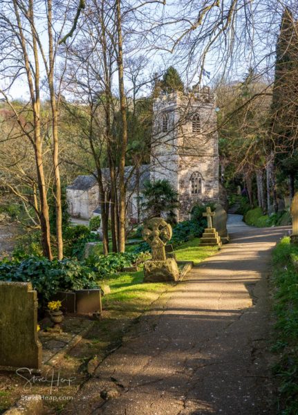 Pretty little parish church of St Just in Roseland near Truro in Cornwall UK