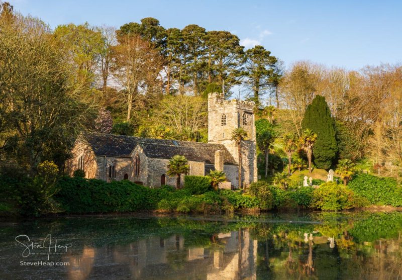 Pretty little parish church of St Just in Roseland near Truro in Cornwall UK