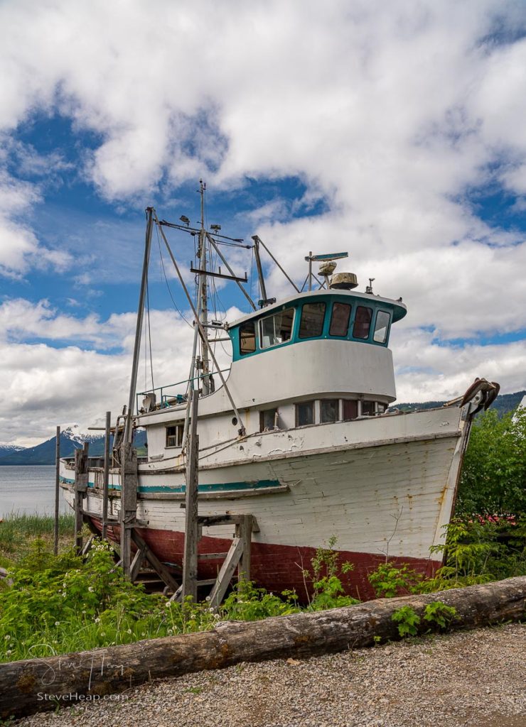 Small, abandoned fishing boat on the waterside at Icy strait Point near Hoonah. Prints available in my online store