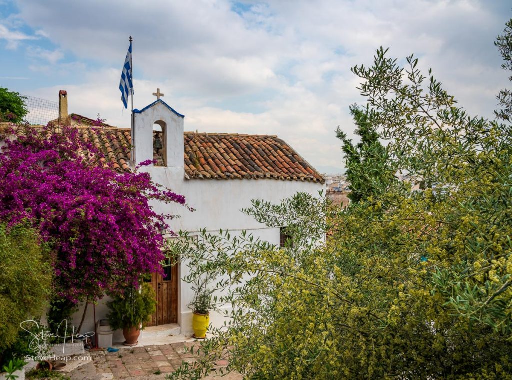 St George on the Cliff church in ancient district of Anafiotika in Athens just below the Acropolis