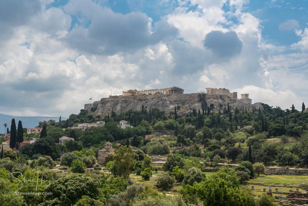 Acropolis hill in Athens with the Greek Agora or forum in front. Prints available in my store