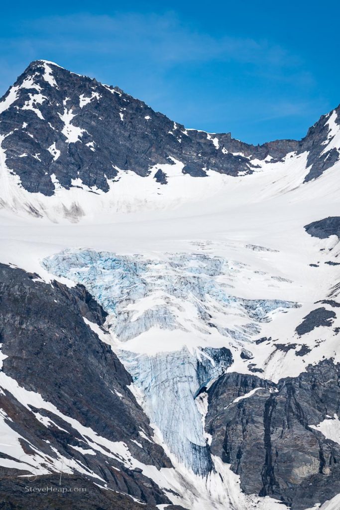 Crevasse in Worthington Glacier by the roadside at Thompson Pass near Valdez Alaska