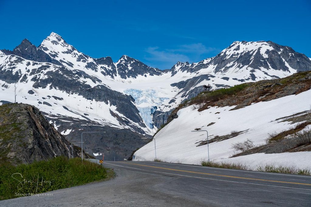 Worthington Glacier by the roadside at the top of the Thompson Pass near Valdez Alaska