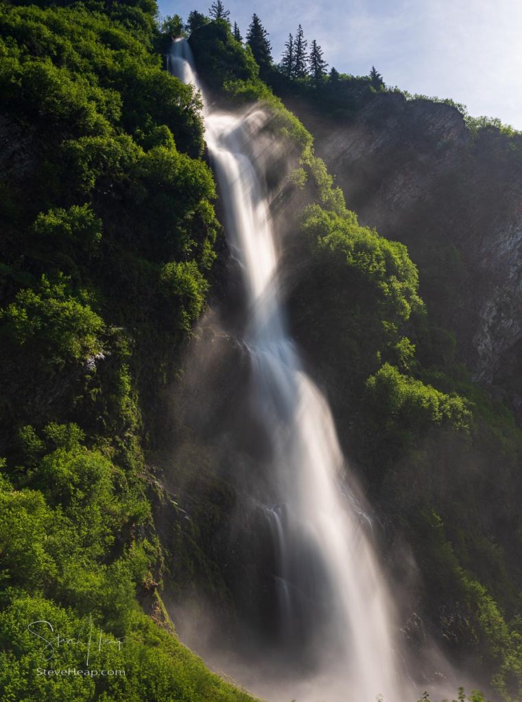 Bridal Veil Falls down cliffs of Keystone Canyon outside Valdez in Alaska. Prints available in my online store