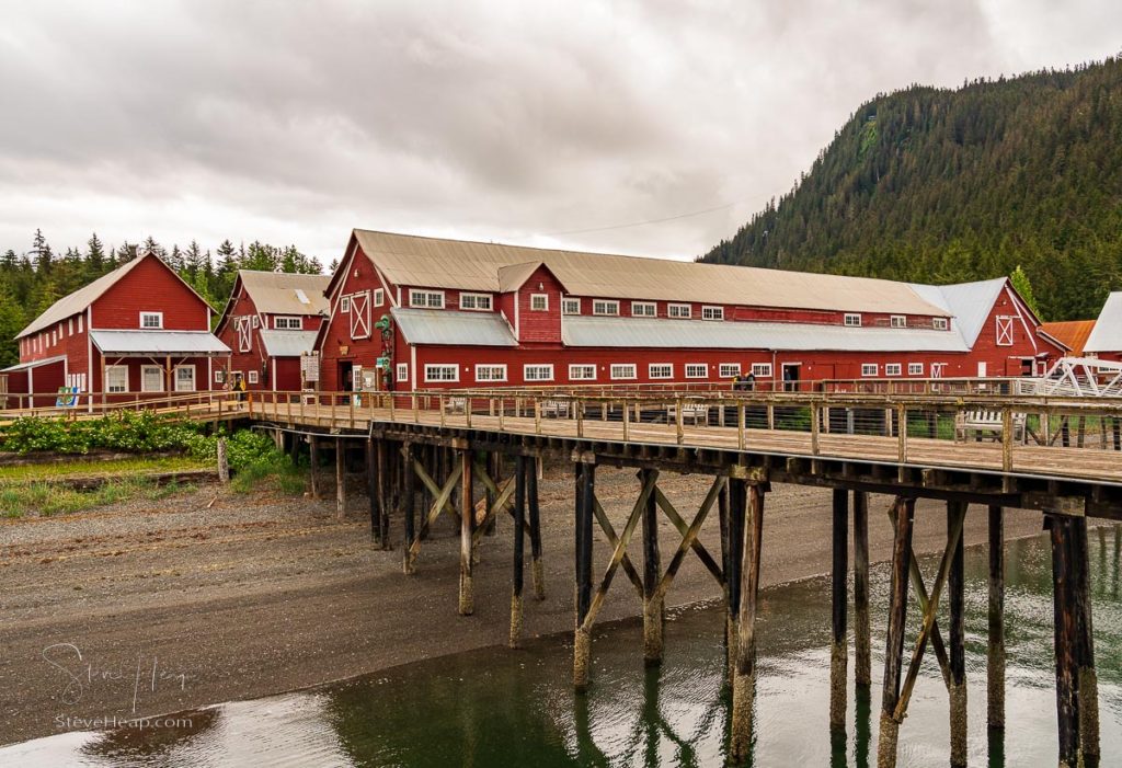 Hoonah, AK - 7 June 2022: Hoonah salmon canning factory now a museum at Icy Strait Point in Alaska