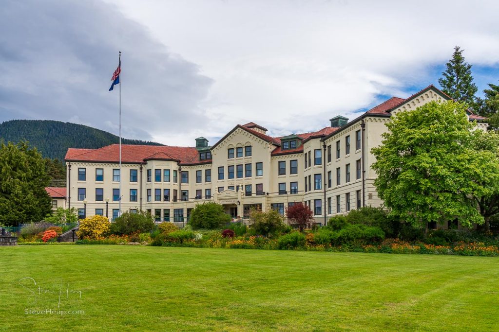 Exterior of the Alaska Pioneer retirement home in Sitka in Alaska