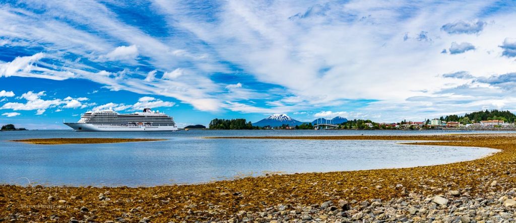 Viking Orion cruise ship anchored in Sitka bay in Alaska. Prints available in my online store