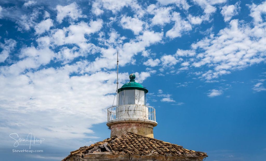 Ancient lighthouse on summit of Old Fortress in the town of Corfu. Image available in my online store