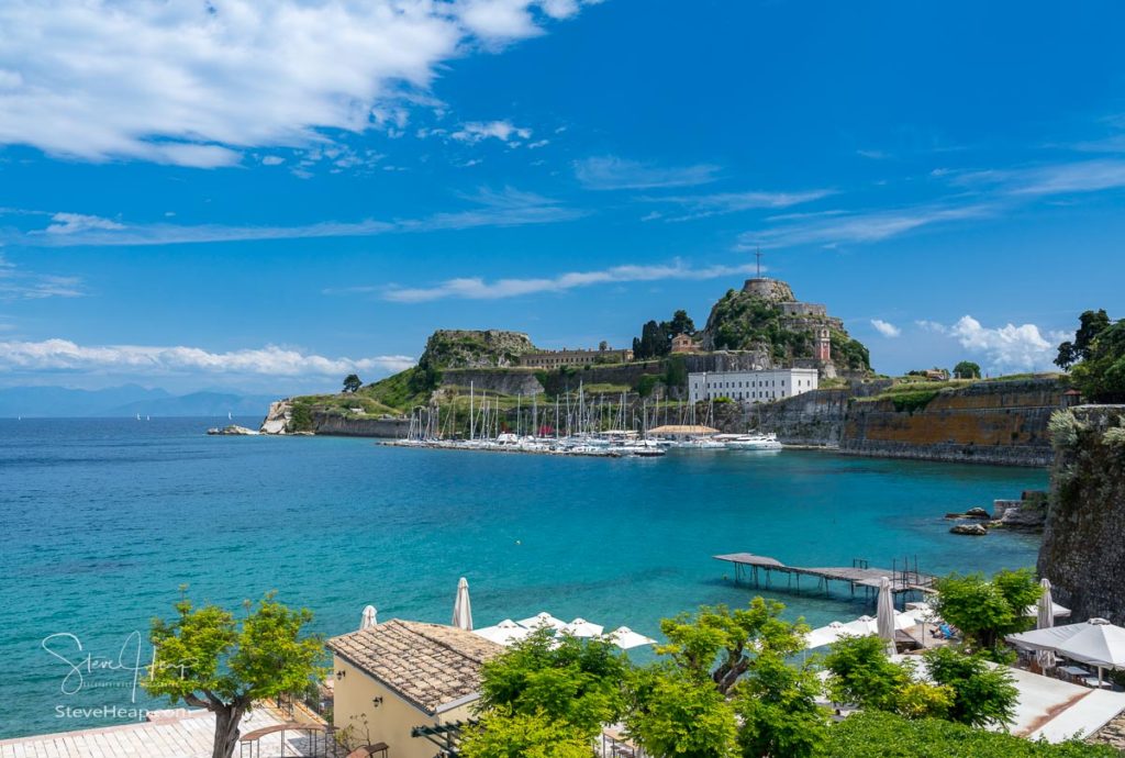 Harbor and yachts by Old Fortress in the town of Corfu. Prints in my online store