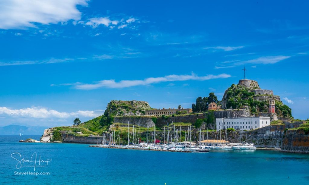 Harbor and yachts by Old Fortress in the town of Corfu. Prints in my online store