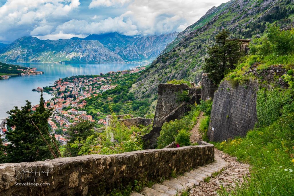 Aerial view of Dobrota and Kotor from hike to Fortress. Prints available in my online store