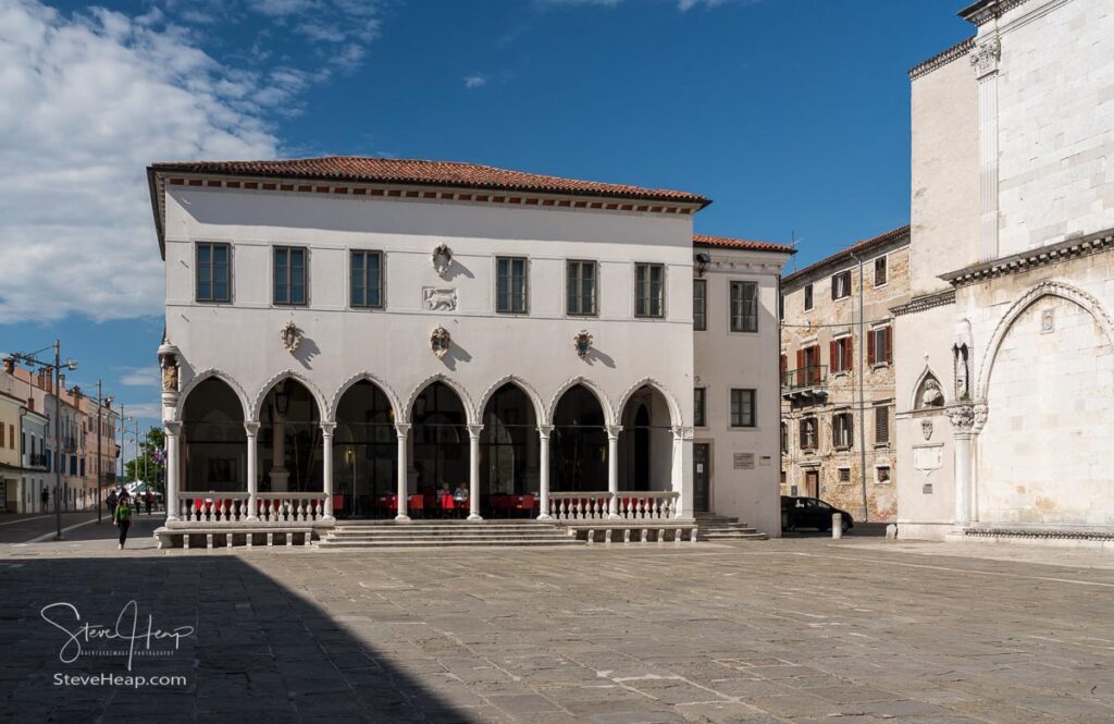 Facade of the Loza palace in the old town of Koper in Slovenia