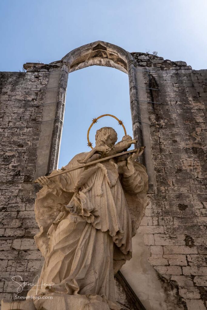 Statue inside the Convent of Carmo in Lisbon damaged in the major earthquake in 1755