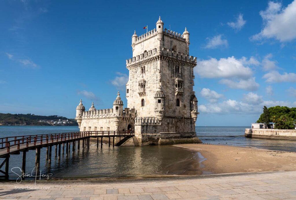 Panorama of the Tower of Belem on the Tagus river near Lisbon Portugal. Prints available in my store