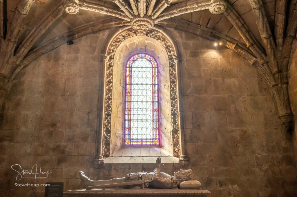 Detail of the magnificent carvings on the crypt inside the Monastery of Jeronimos in Belem