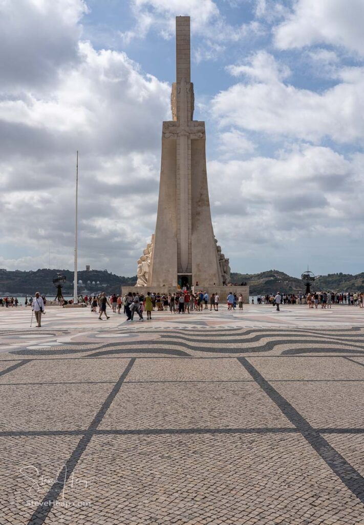 Tourists at the Monument of the Discoveries by River Tagus in Belem, Portugal