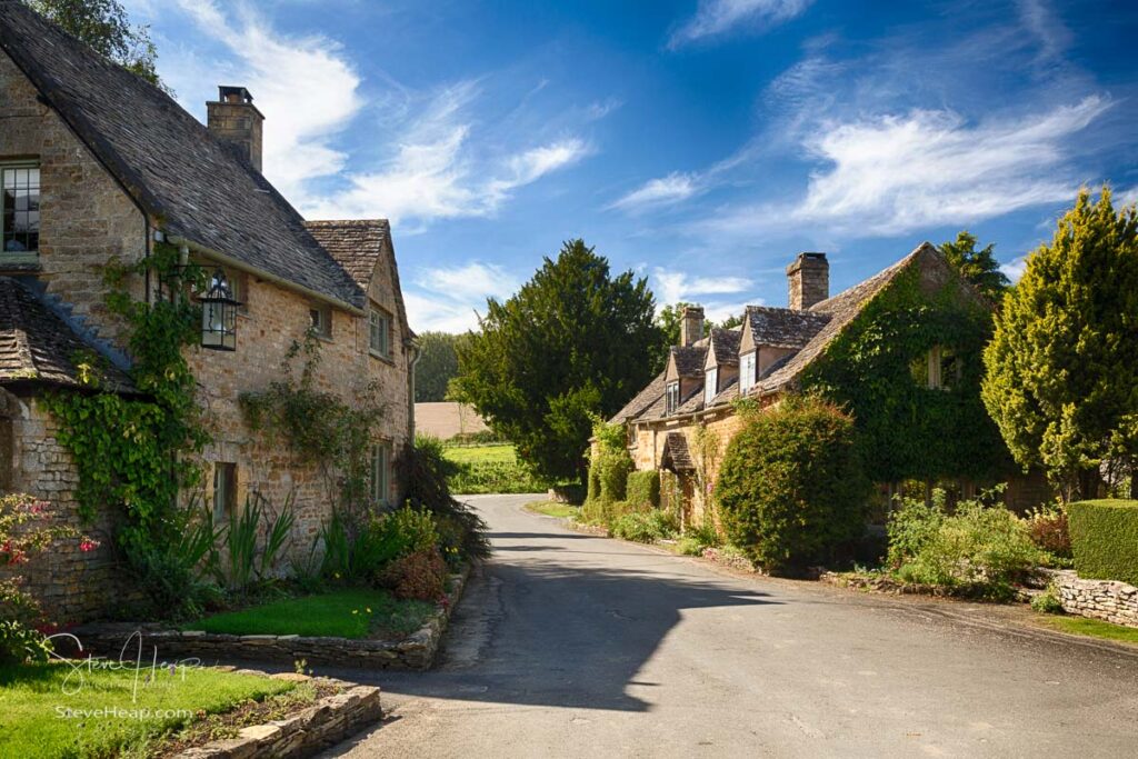 Cotswold stone houses and cottages in the Cotswolds village of Icomb. Prints in my online store