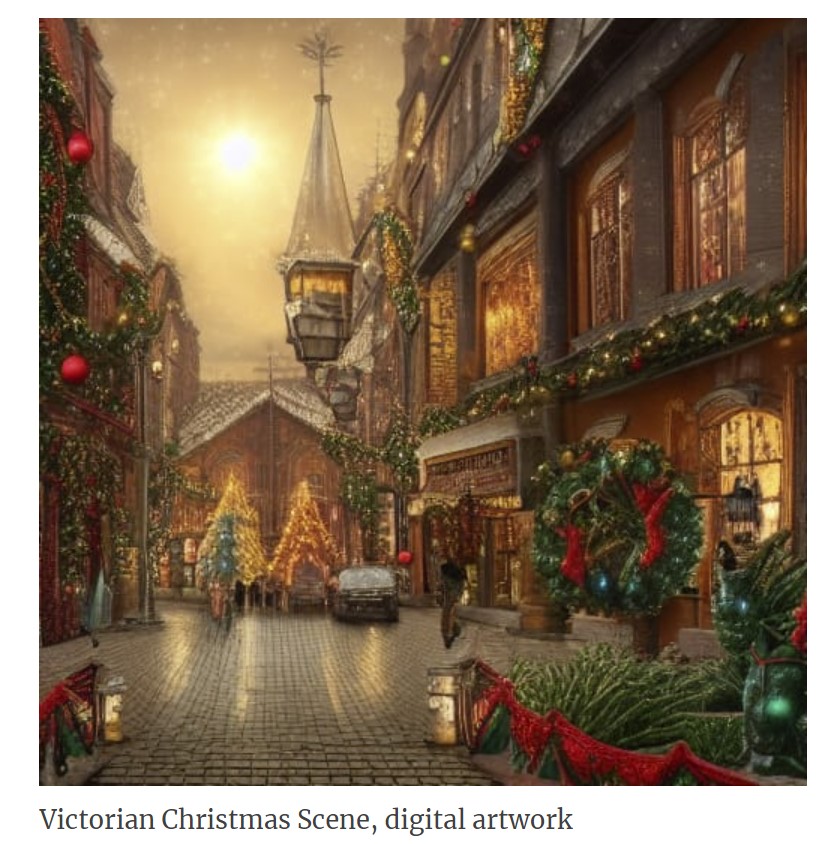 Digital artwork for a Victorian Christmas scene from Katrina Gunn