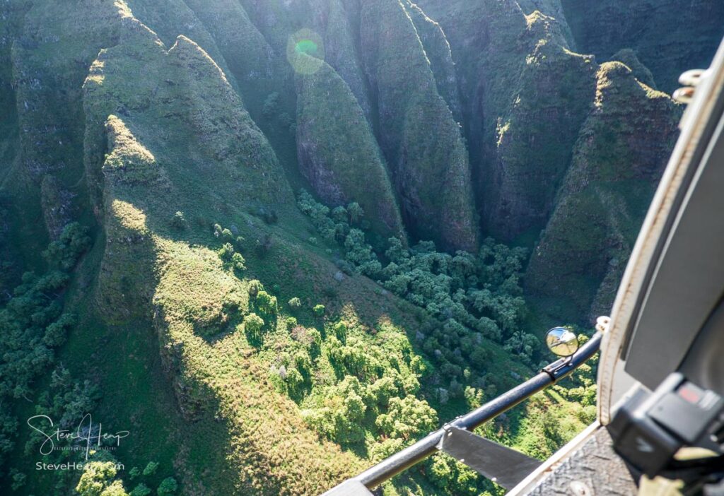 View of the doorway from the Jack Harter open door helicopter over Kauai