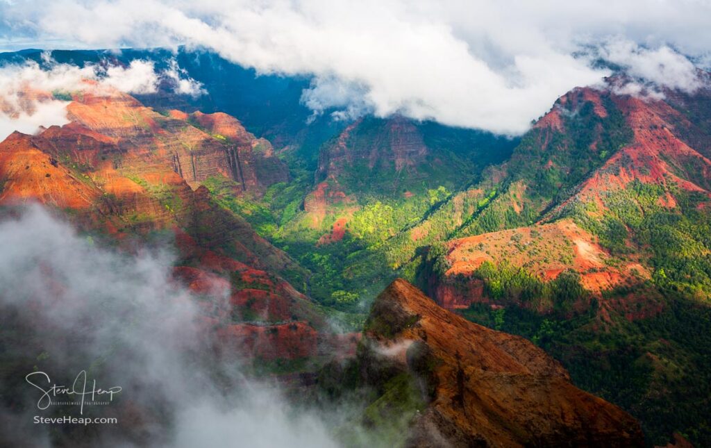 View into the Grand Canyon of the Pacific or Waimea Canyon on the island of Kauai. Prints in my online store