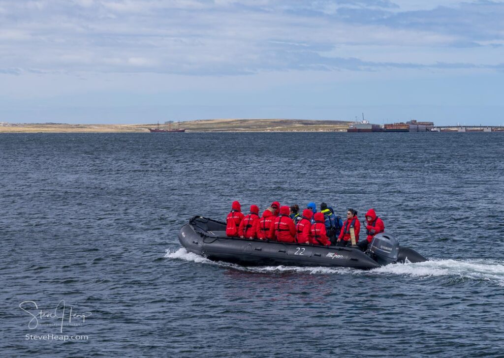 Passengers on a Silversea cruise ship on their RIB ride into town