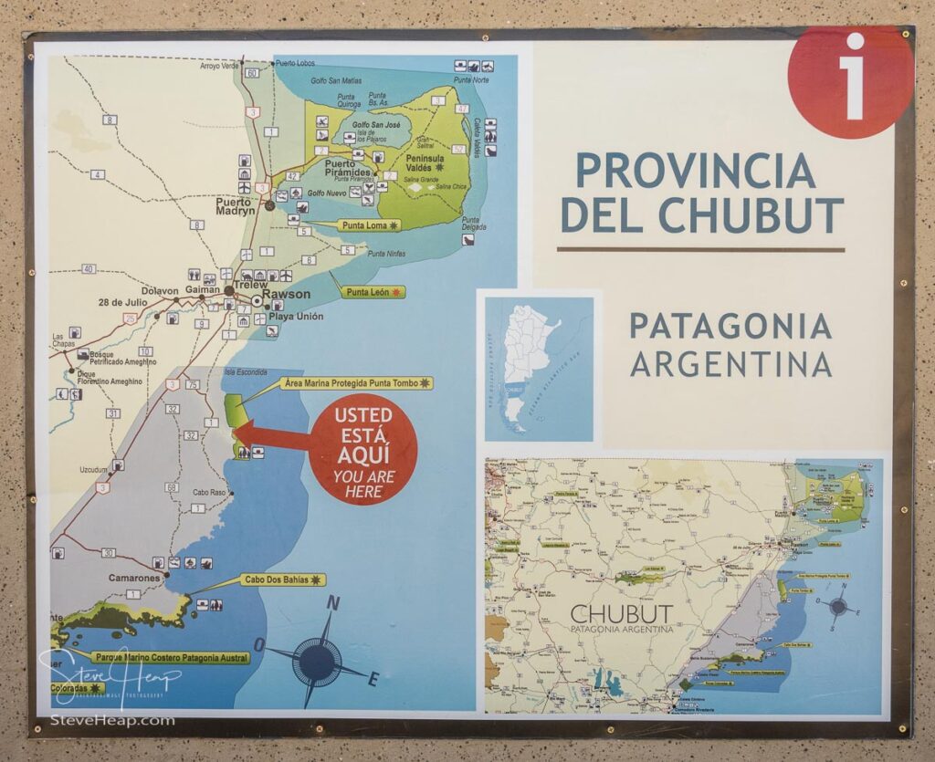 Map of the area around Punta Tombo in Argentina