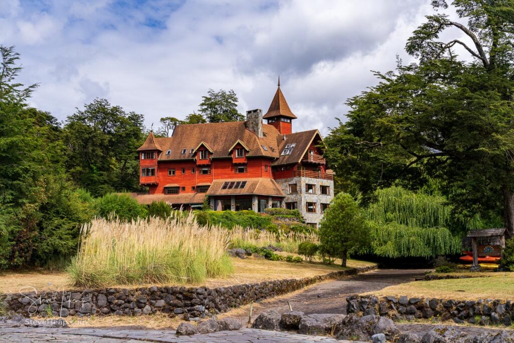 Exterior of Petrohue Lodge by the Todos Los Santos lake