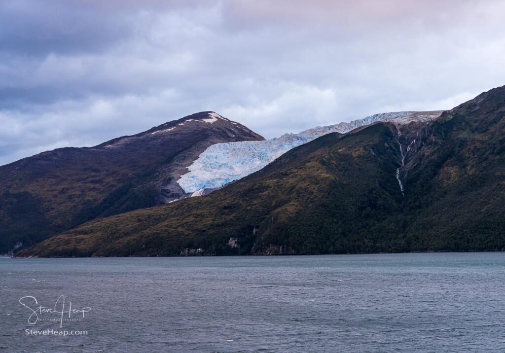 View of Romanche glacier in Glacier Alley of Beagle channel in Chile