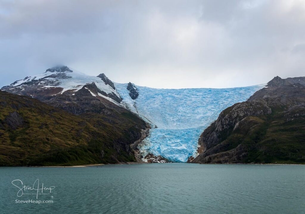 View of Italia or Italian glacier in Glacier Alley of Beagle channel in Chile