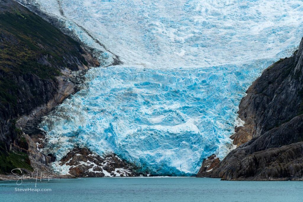 View of Italia or Italian glacier in Glacier Alley of Beagle channel in Chile