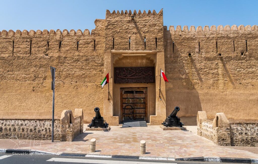 Entrance to the old fortress housing the museum in Bur Dubai with cannons. Prints available in my online store