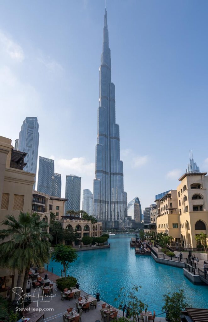 Restaurant and cafes around the Burj Khalifa lake in Dubai. Prints available in my online store