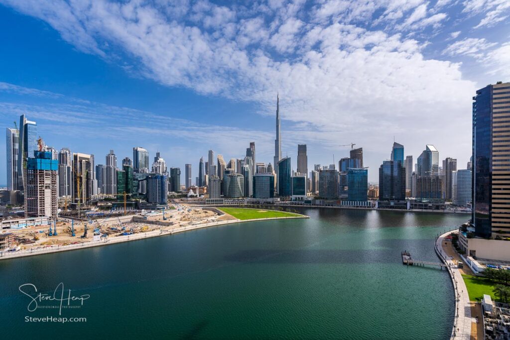 Skyline of Dubai downtown district from apartment in Business Bay. Prints available in my online store