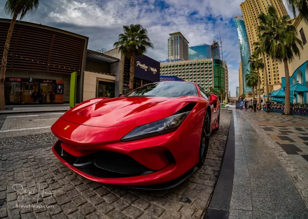 Ferrari parked by the roadside ready to rent by the hour to impress your friends