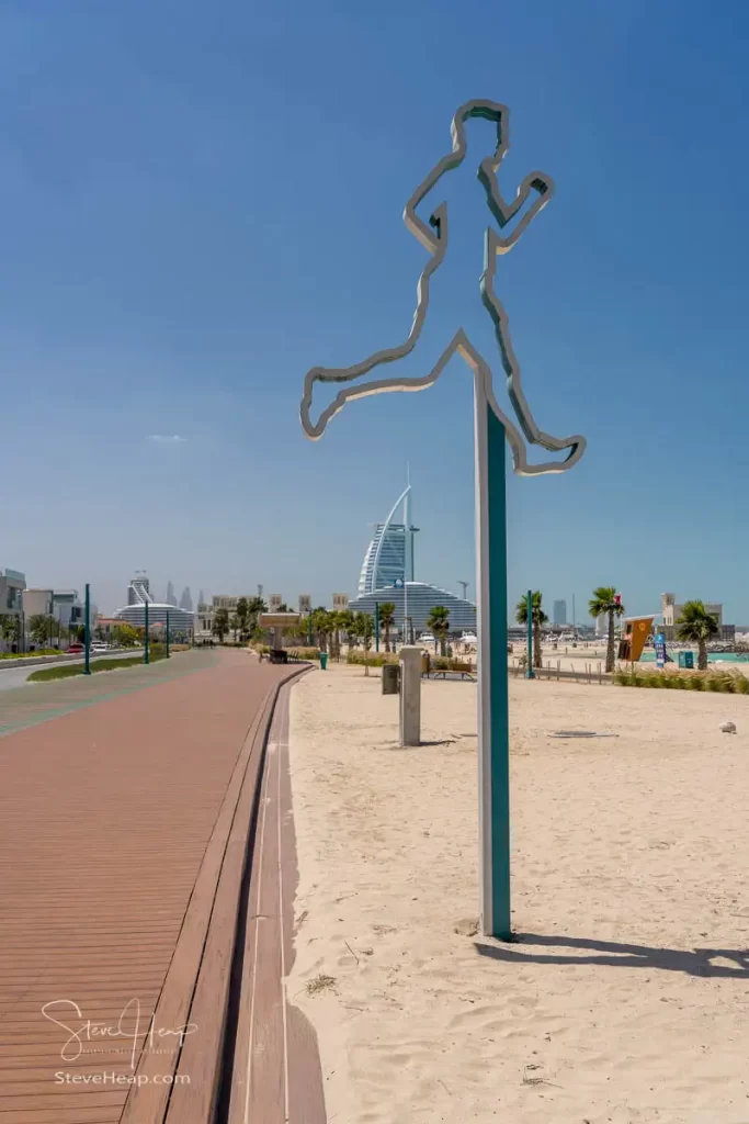 Running path and cycling track along the endless beaches in Jumeirah Dubai