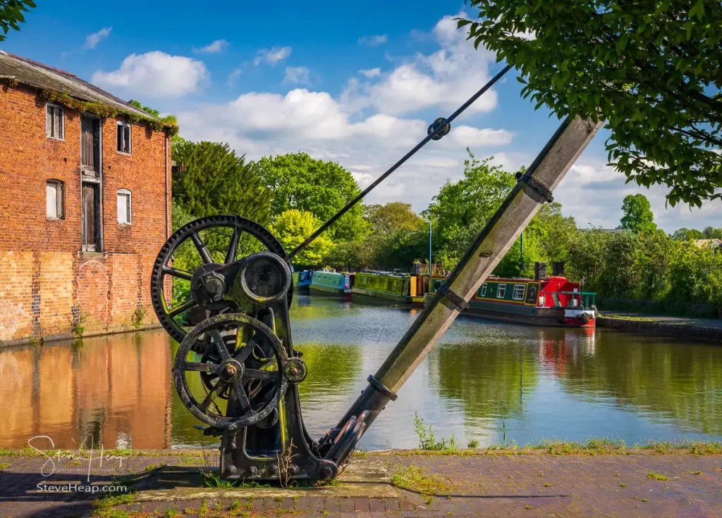 Traditional crane on the canal bank in Ellesmere, Shropshire