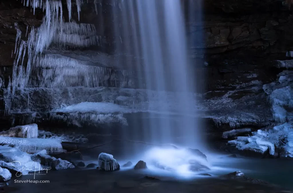 Detail of Cucumber Falls in Ohiopyle, PA in the winter. Prints available here in my Pictorem store