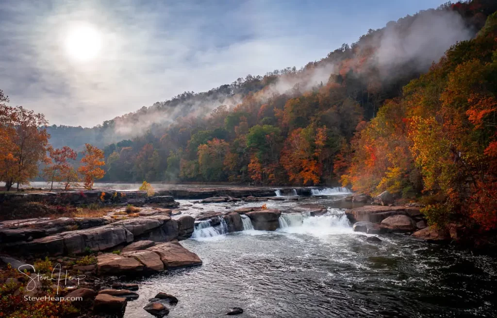 Sunrise over Valley Falls near Fairmont, WV. Prints available in my Pictorem store