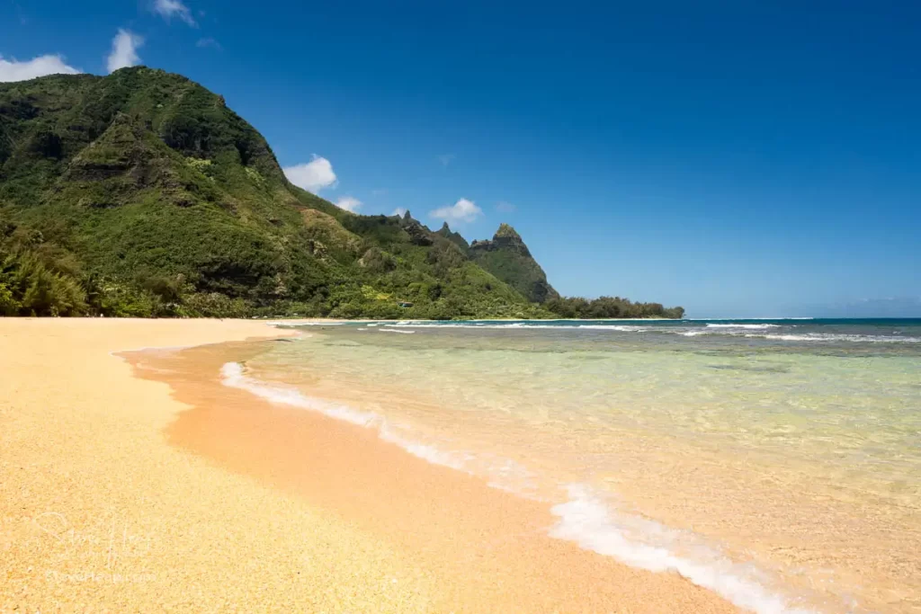 Warm sand invites us into the ocean on Tunnels Beach on Kauai. Prints available in my online store
