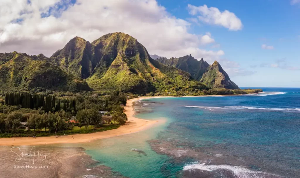 Aerial view of Tunnels beach showing the wide expanse of the reef which can be great for snorkeling. Prints in my online store.