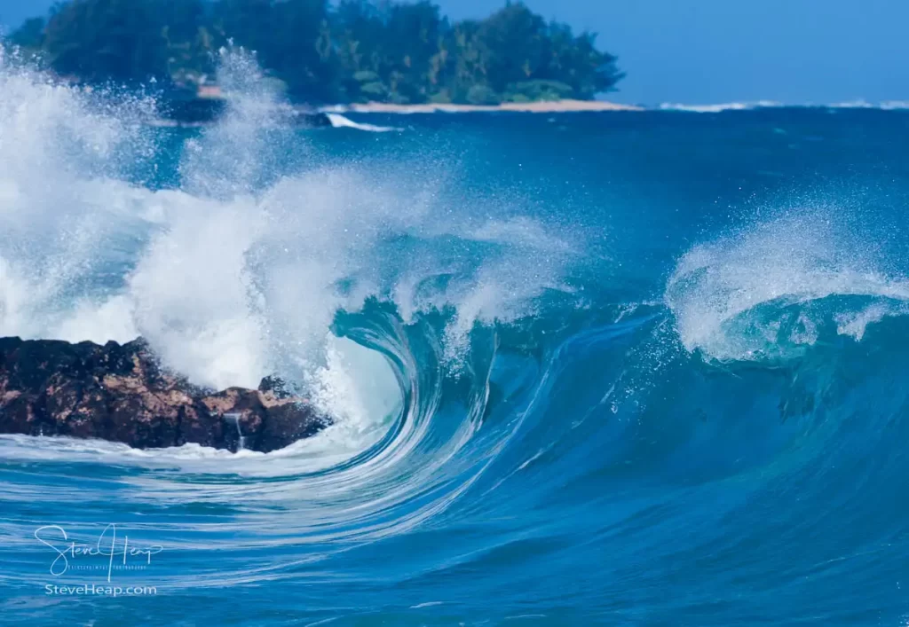 Large breakers crash onto the rocks on Lumahai Beach, Kauai. Prints in my online store