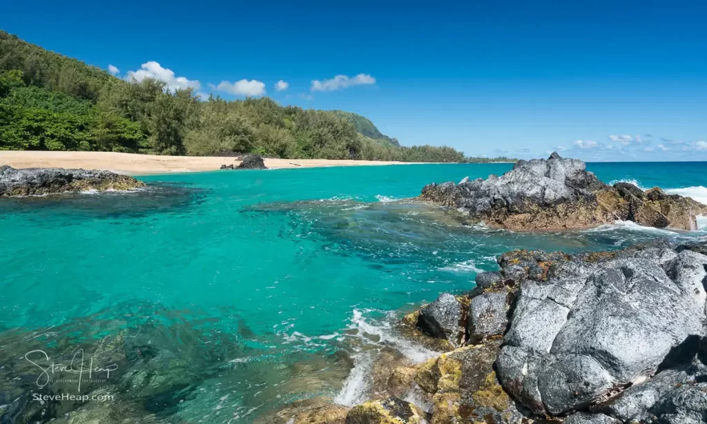 Beautiful waters of the ocean on Lumahai Beach on Kauai. Prints available in my online gallery.